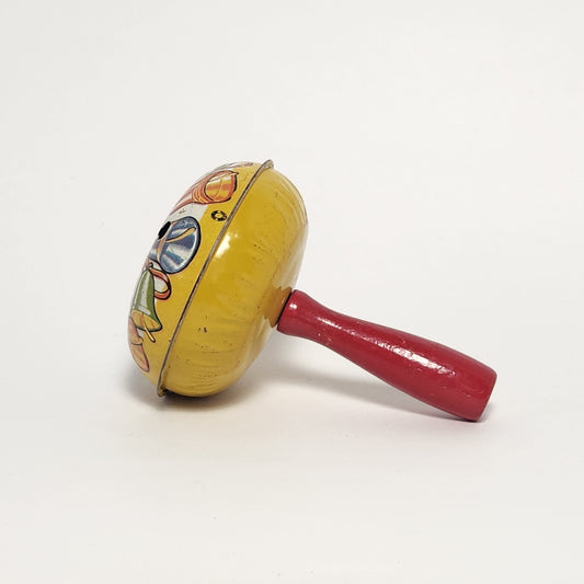 Tin Lithographed Bells Noisemaker Toy with Wooden Handle