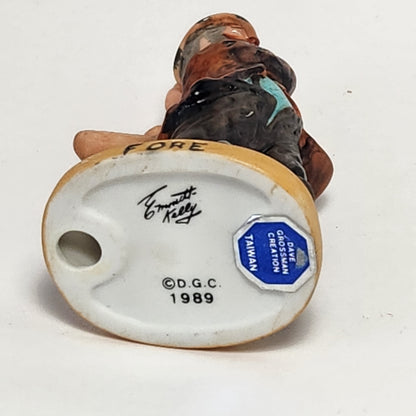 Emmett Kelly Jr. - Dave Grossman - Porcelain Bisque Hobo Clown Golfer Ornament 1989