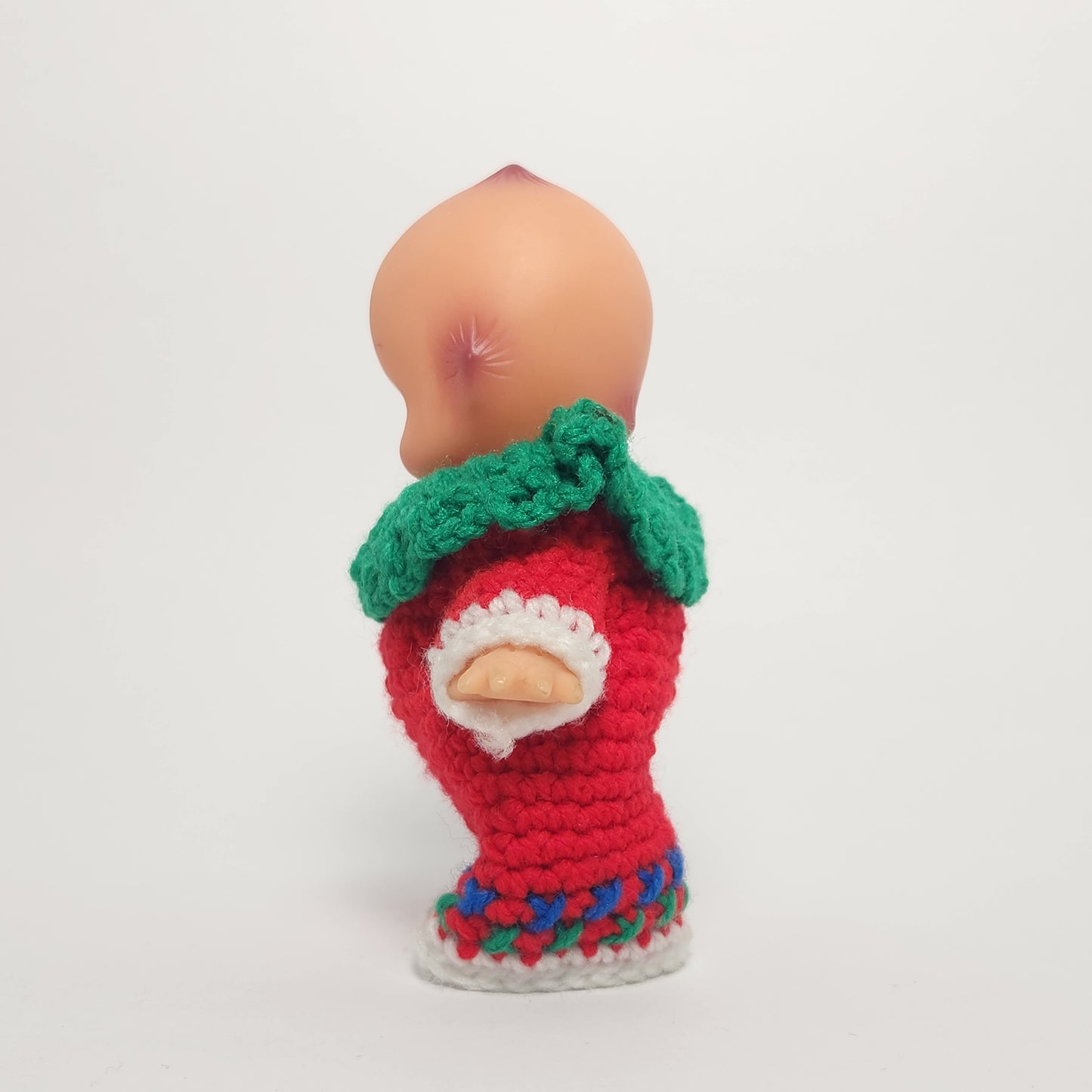 Kewpie 5" Rubber Doll with Red Crocheted Outfit