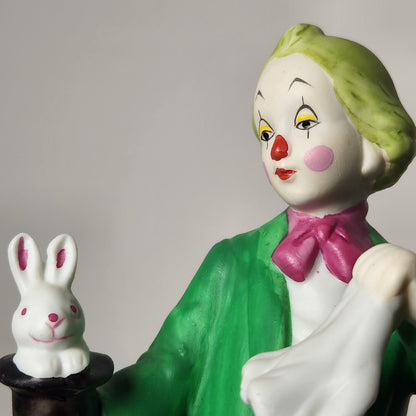 Porcelain Clown with Rabbit in a Hat Figurine