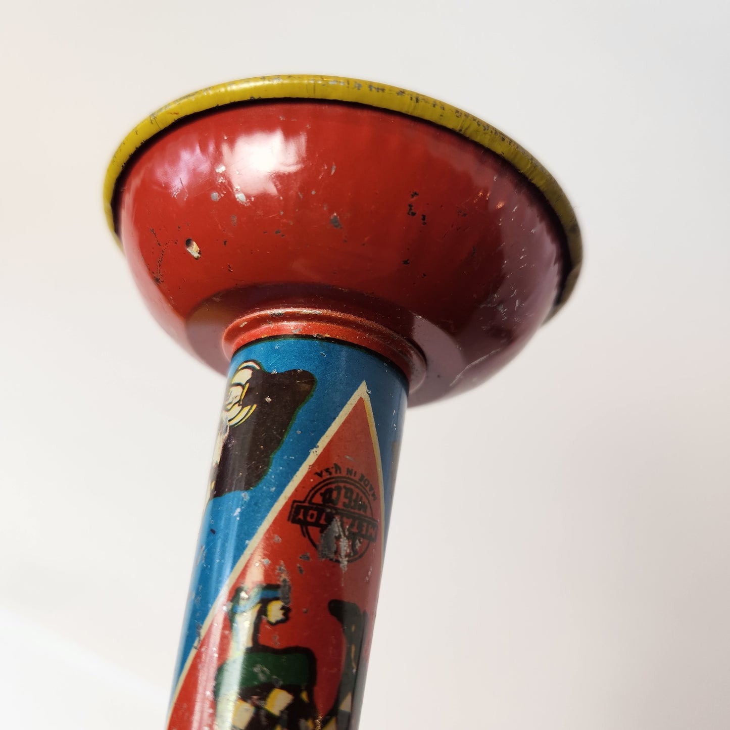 US Metal Toy Manufacturing Company - Tin Lithographed Clown Horn Noisemaker Toy (Red)