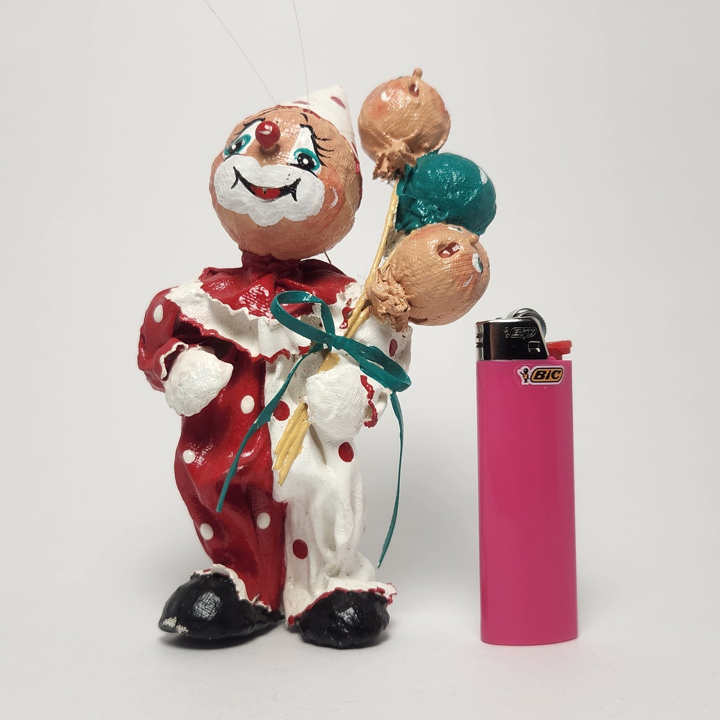 Handmade Paper Mache Clown with Balloons