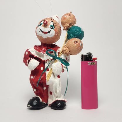 Handmade Paper Mache Clown with Balloons