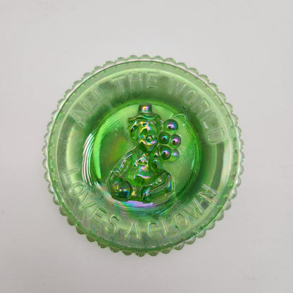 Mosser - Miniature Iridescent Green Glass Clown Plate
