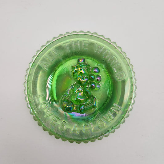 Mosser - Miniature Iridescent Green Glass Clown Plate