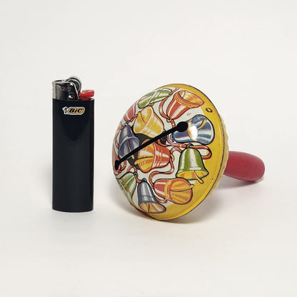 Tin Lithographed Bells Noisemaker Toy with Wooden Handle