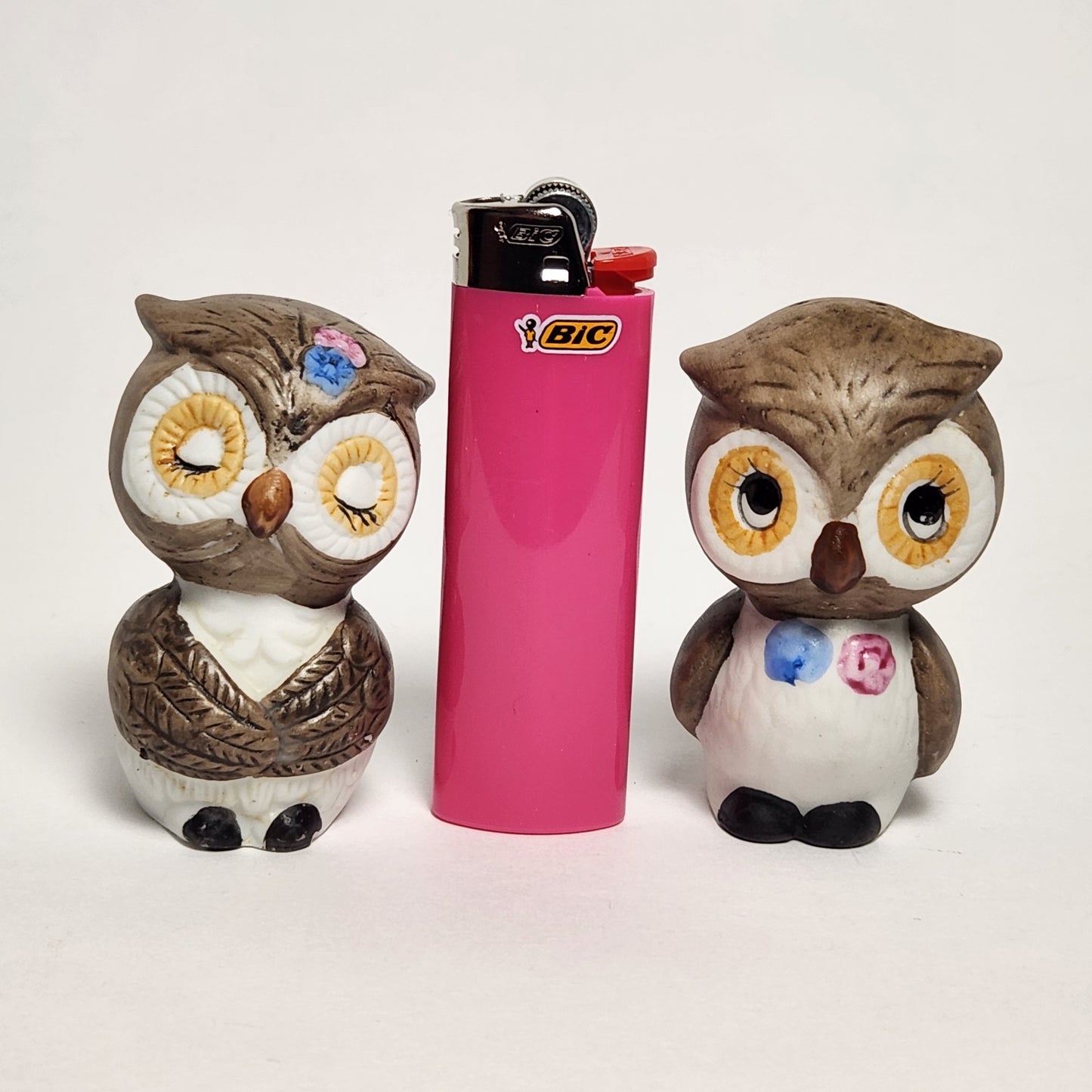 Porcelain Bisque Owl Salt and Pepper Shaker Set