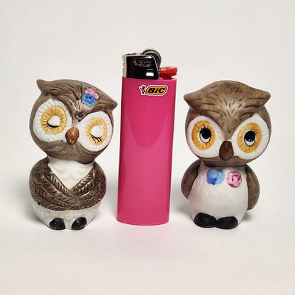 Porcelain Bisque Owl Salt and Pepper Shaker Set