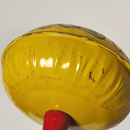 Tin Lithographed Bells Noisemaker Toy with Wooden Handle