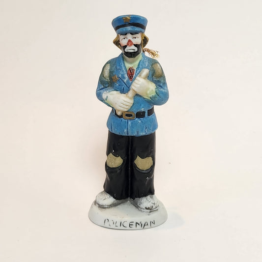 Flambro - Emmett Kelly Jr. - Ceramic Clown Policeman Ornament Figurine 1984