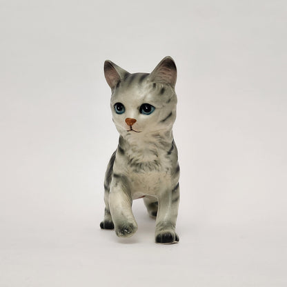 Lefton - Porcelain Gray Tabby Cat Figurine