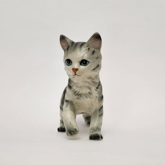 Lefton - Porcelain Gray Tabby Cat Figurine