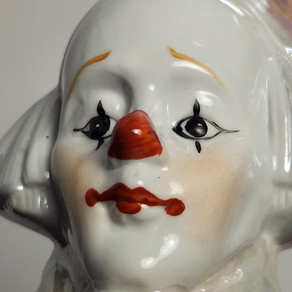 Iridescent Pink and White Clown Porcelain Bust