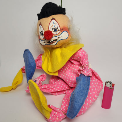 Annalee Mobilitee Pink Polkadot Clown Doll 1971