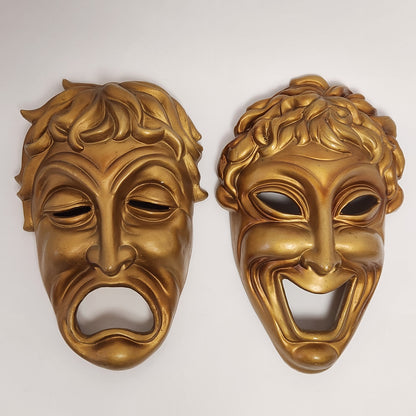 Ucagco - Comedy and Tragedy Gold Theater Masks Set of 2