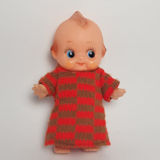 Kewpie 8" Rubber Squeak Doll with Crocheted Dress