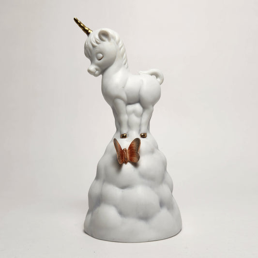 Enesco - Unicorn on Cloud with Butterfly Porcelain Bisque Bell