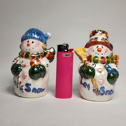 Iridescent Snowman Salt and Pepper Shaker Set