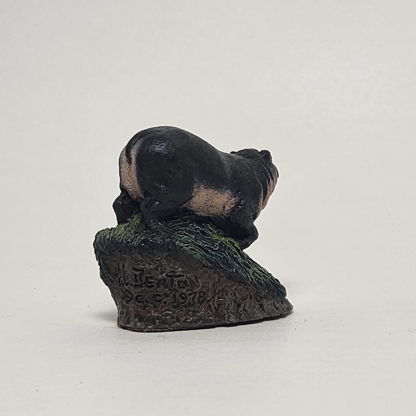The Bronze Menagerie - Herman Deaton -  Painted Bronze Baby Hippo Figurine 1978